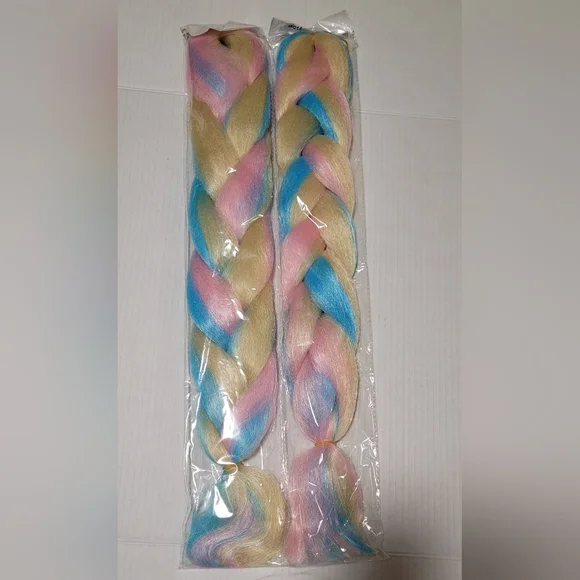 2pks Jumbo Braid ~ Synthetic Braiding Hair ~ Blonde Pink Blue Pastel Mix  Dreads - Picture 3 of 3